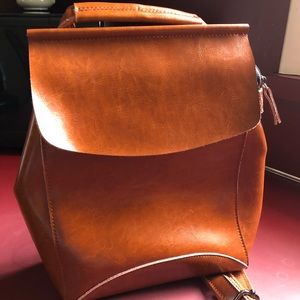 Brown leather backpack/shoulder bag purse